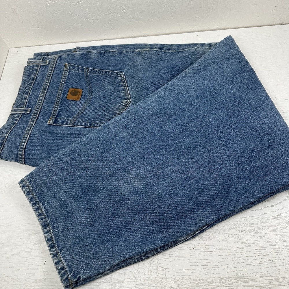 Carhartt Men's Traditional Fit Medium Wash Denim Jeans 50x32